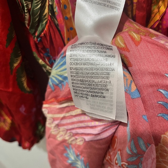 Farm Rio Floral Red Midi Dress sz M FLAWED - Picture 13 of 14